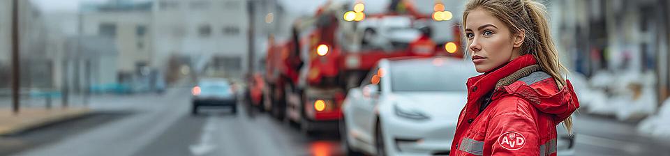 Frau in roter Jacke Frau in roter Jacke
